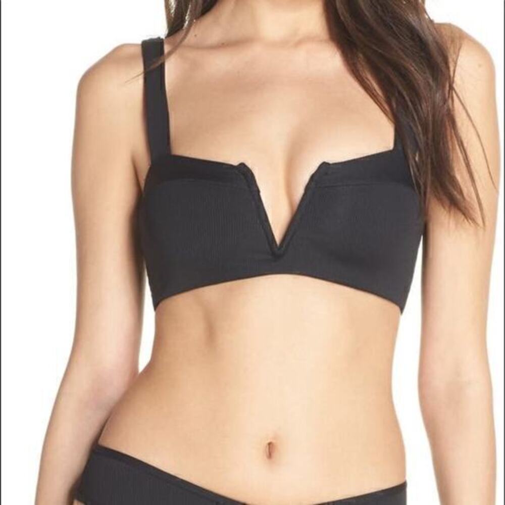 L Space Pointelle Rib Lee‎ Lee Bikini Top Black Size Small NWOT